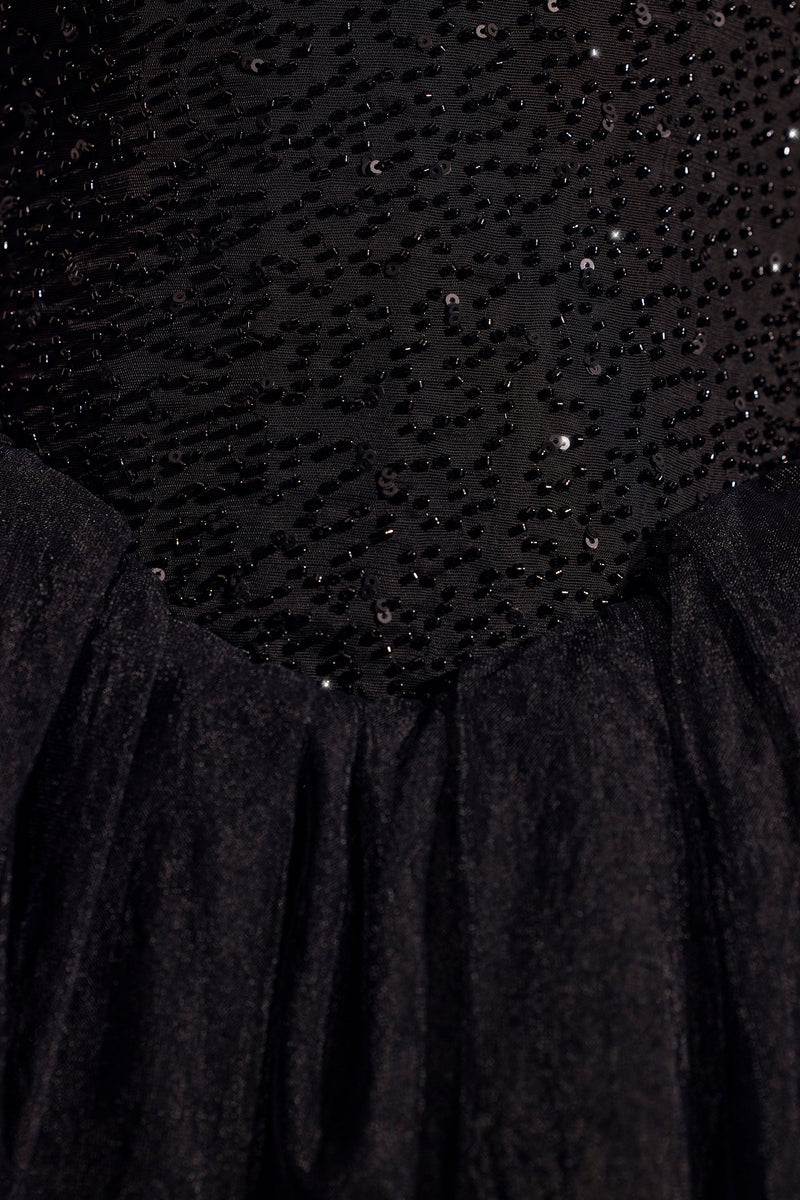 Embellished Corset Tulle Skirt Mini Dress in Black