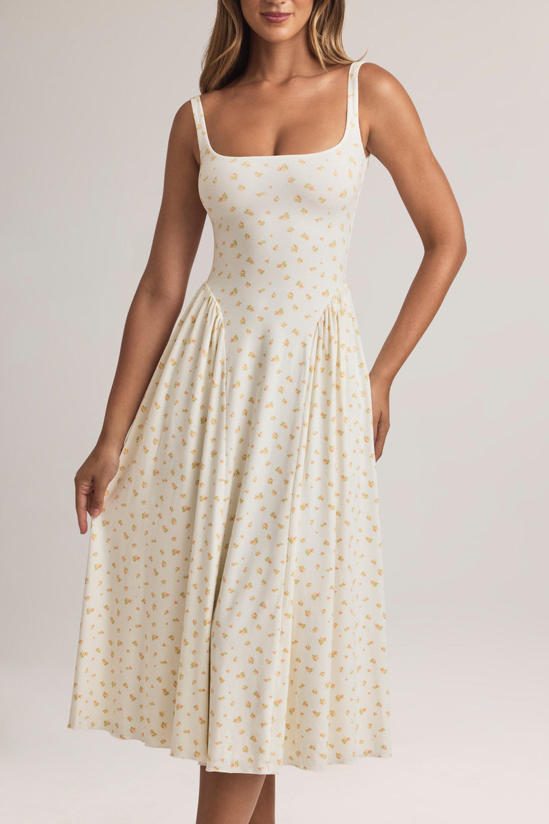 Modal A-Line Midaxi Dress in Floral Print