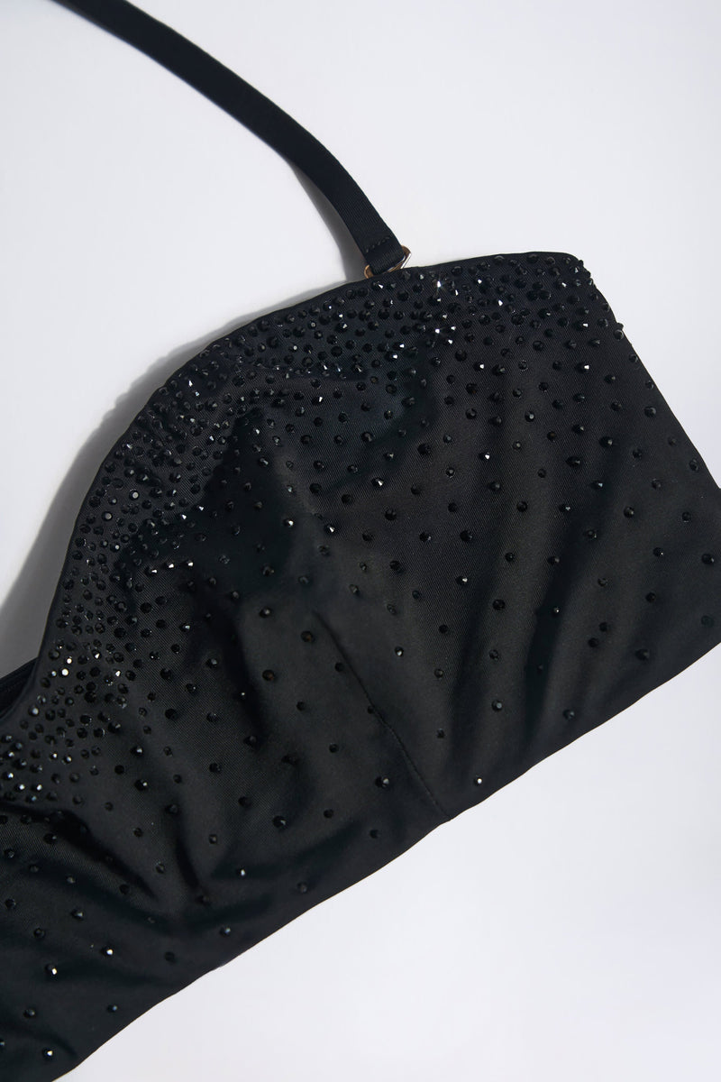 Embellished Bandeau Bikini Top in Black