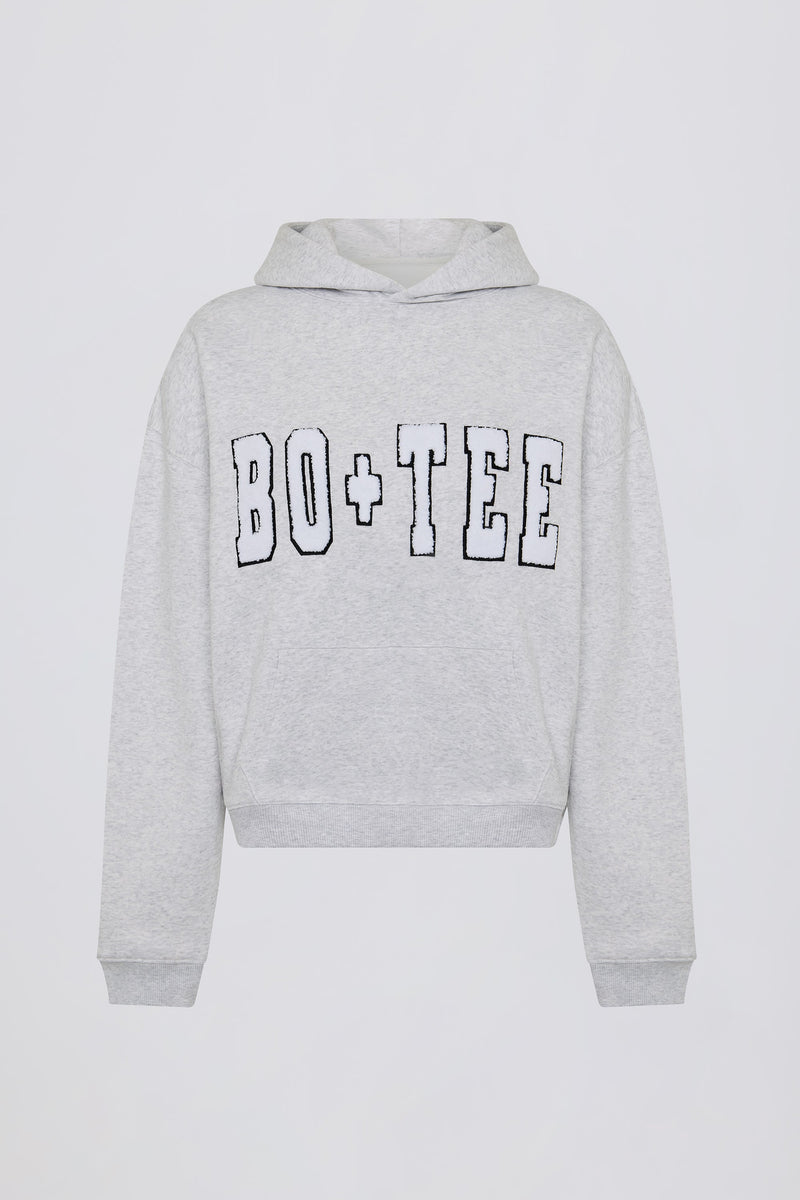 Appliqué Oversized Hoodie in Heather Grey