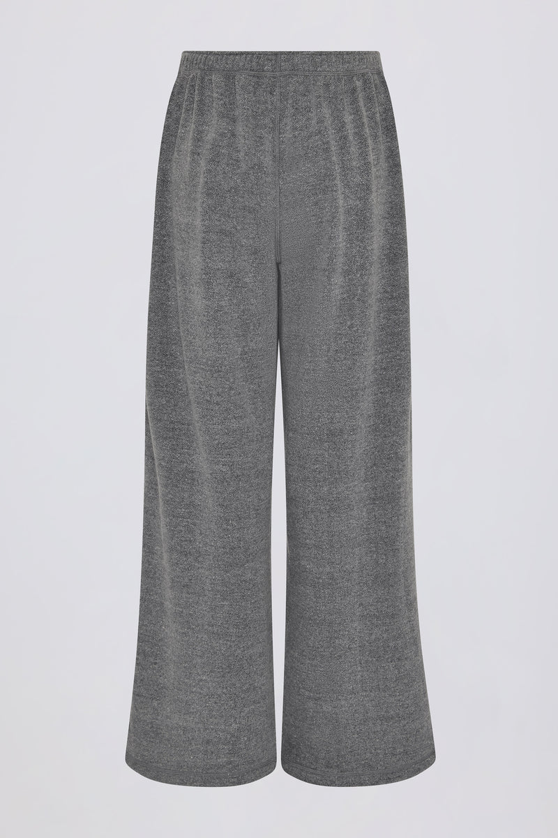 Button-Detail Low-Rise Wide-Leg Joggers in Dark Grey