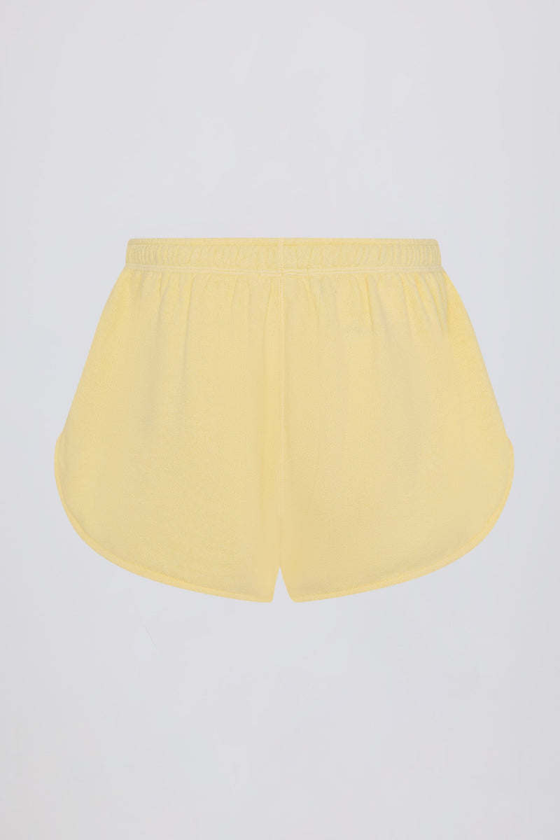 Button-Detail Mid-Rise Shorts in Lemon