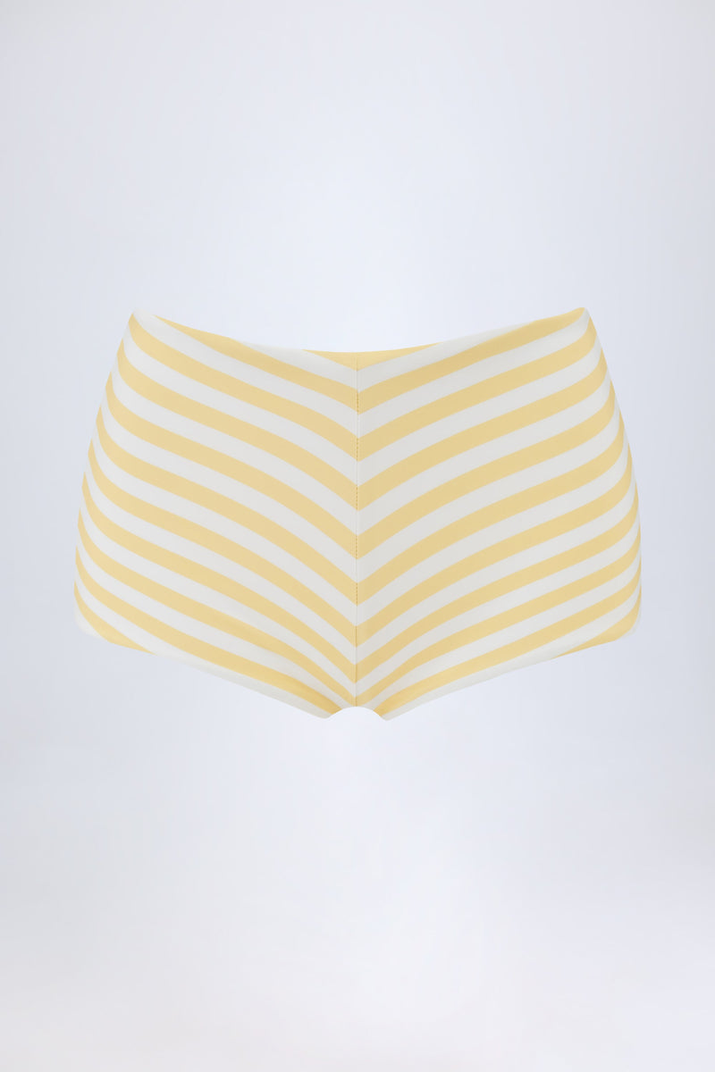 Mid-Rise Hotpants in Lemon Yellow Stripe