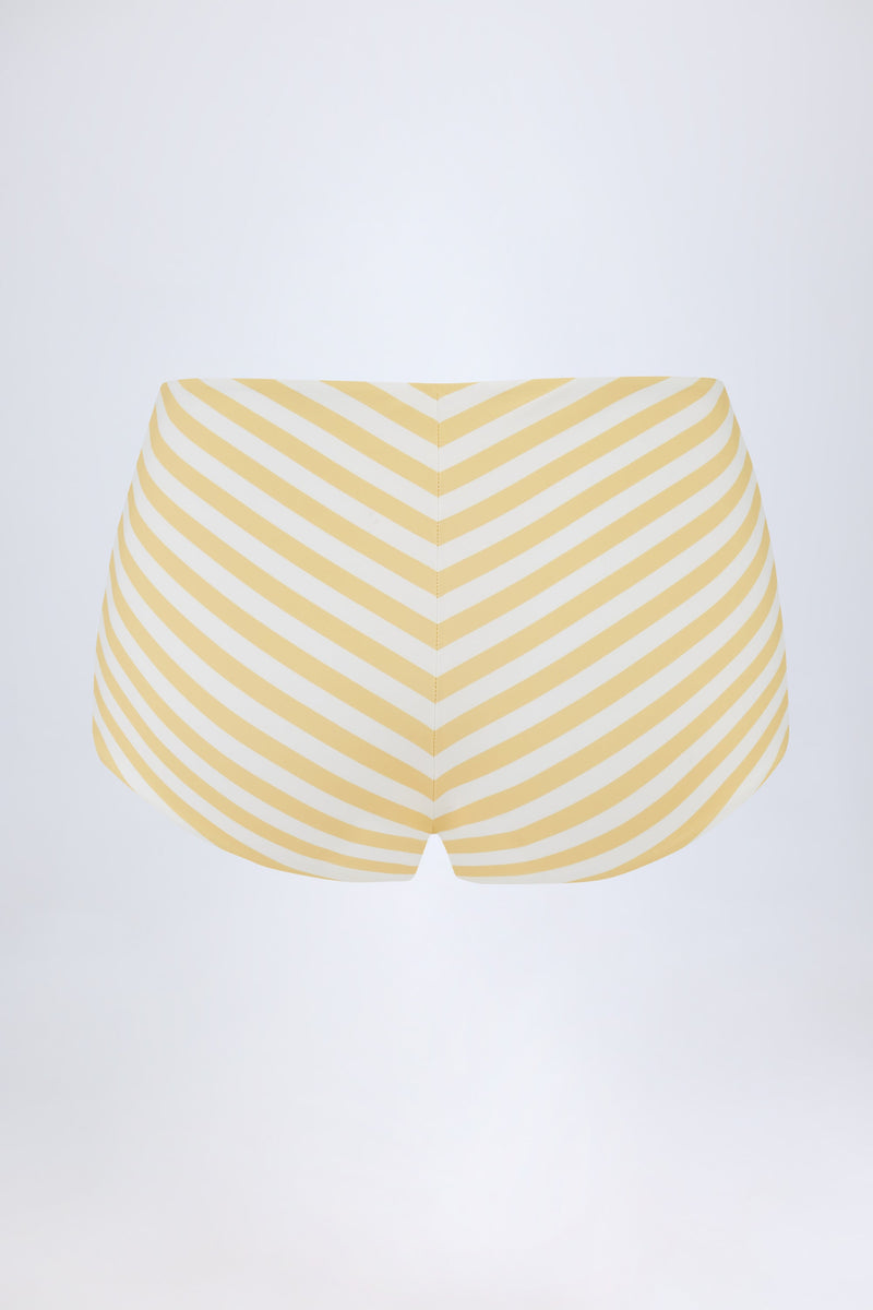 Mid-Rise Hotpants in Lemon Yellow Stripe