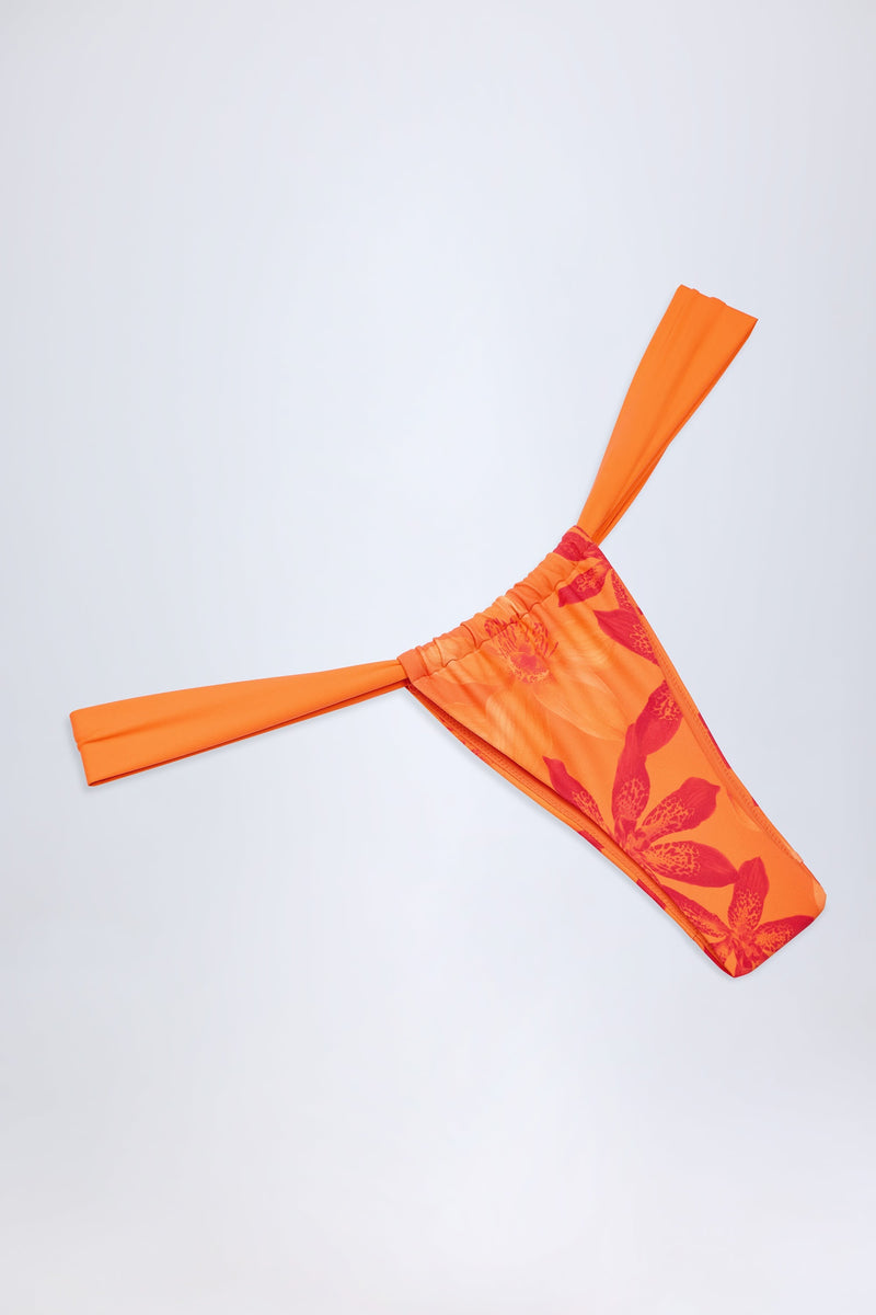 Cheeky Bikini Bottoms in Orange Orchid Print
