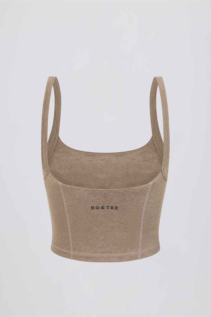 Cropped Tank Top in Mocha Marl