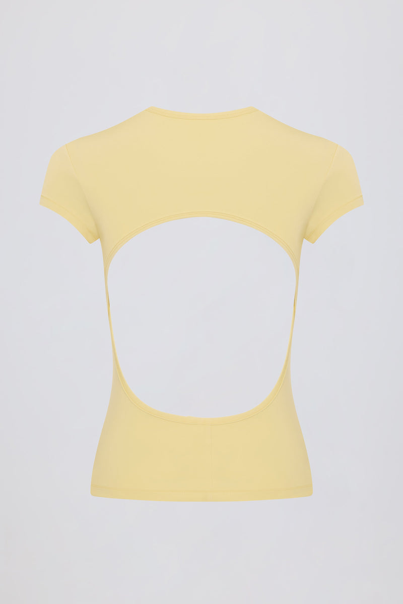 Cut-Out Longline T-Shirt in Lemon