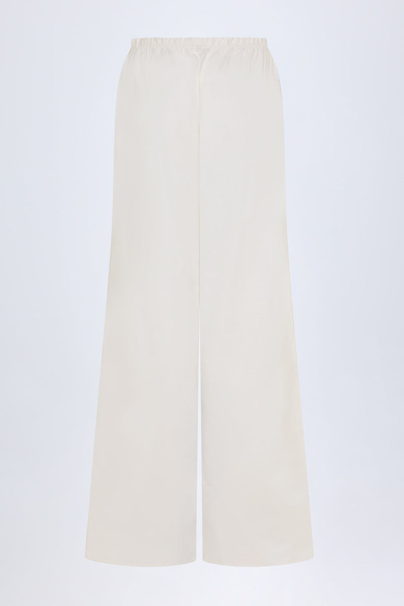 Wide-Leg Cotton-Poplin Trousers in White