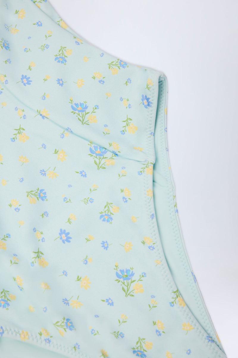 Underwired Balconette Swimsuit in Blue Floral