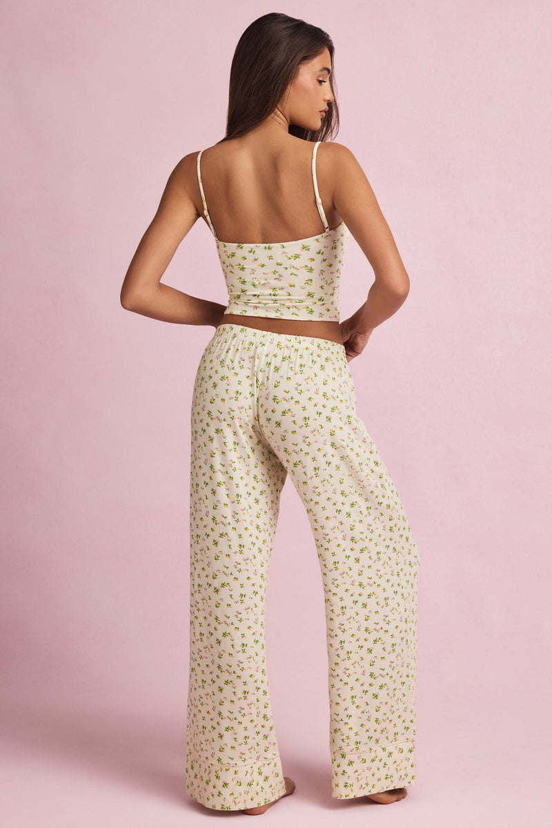 Modal Mid-Rise Pyjama Trousers in Lemon Print