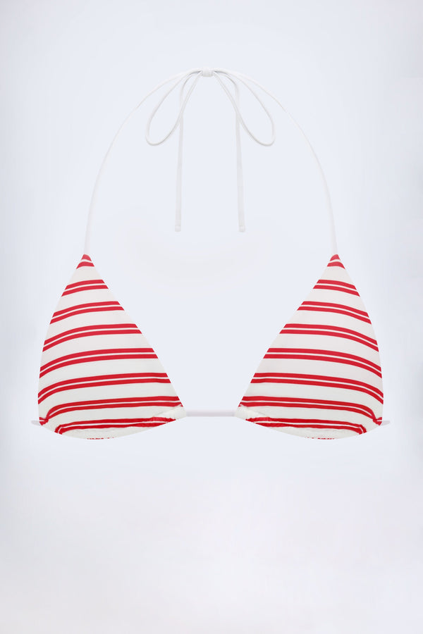 Triangle Bikini Top in Cherry Red Double Stripe