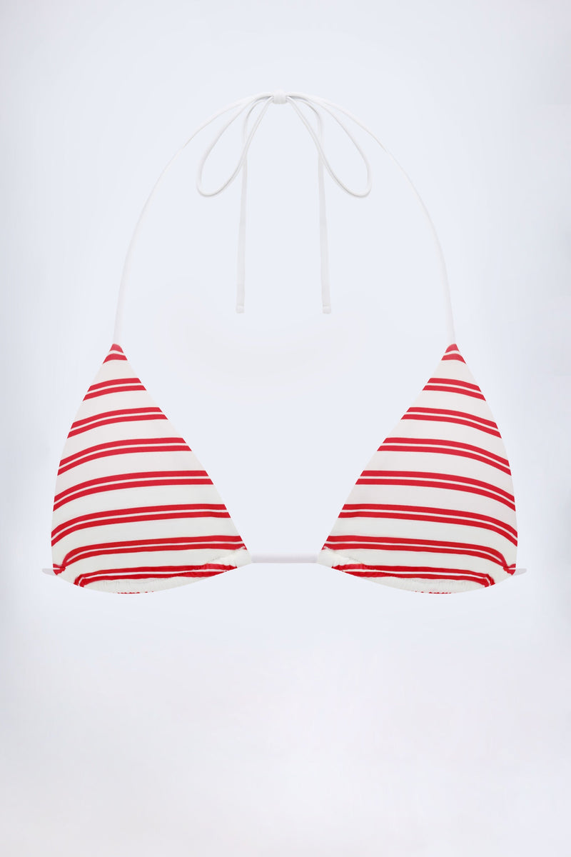Triangle Bikini Top in Cherry Red Double Stripe