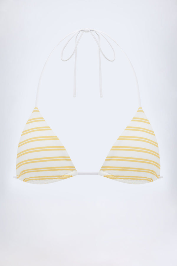 Triangle Bikini Top in Lemon Yellow Double Stripe