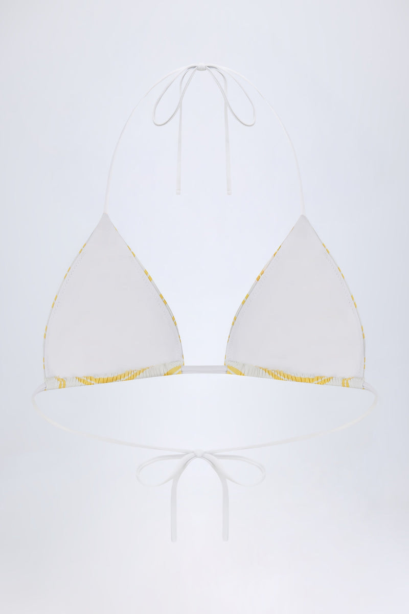 Triangle Bikini Top in Lemon Yellow Double Stripe