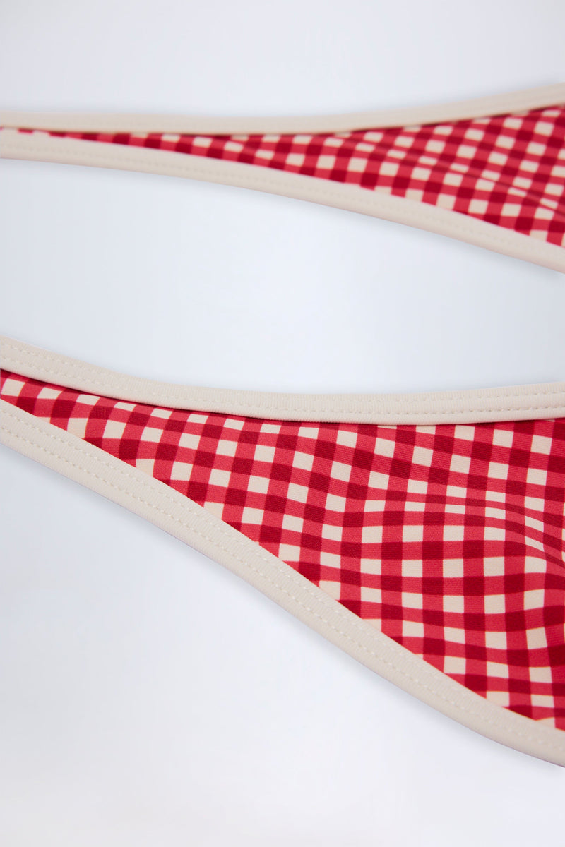 Halterneck Bikini Top in Red Gingham