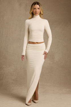 Modal Asymmetric-Waist Maxi Skirt in Ivory