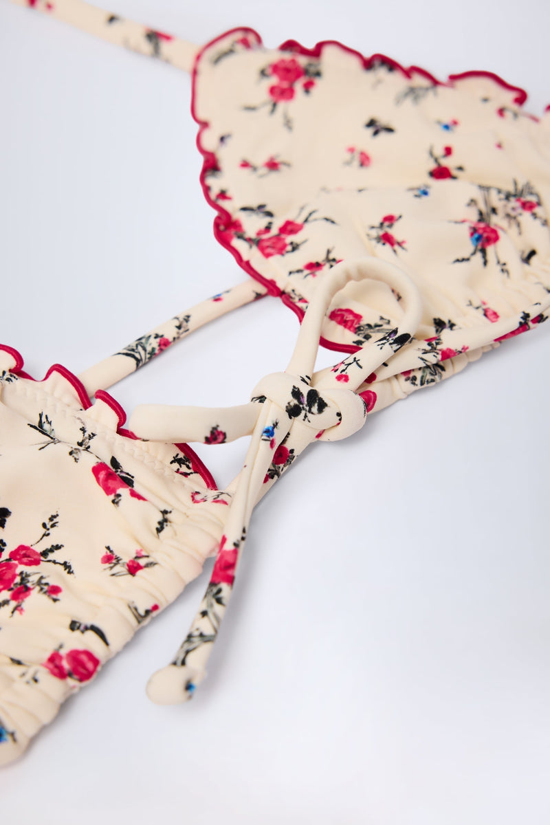 Micro Triangle Bikini Top in Red Floral