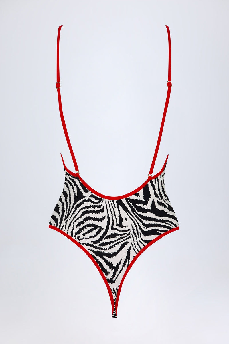 Cross-Back Swimsuit in Zebra Print