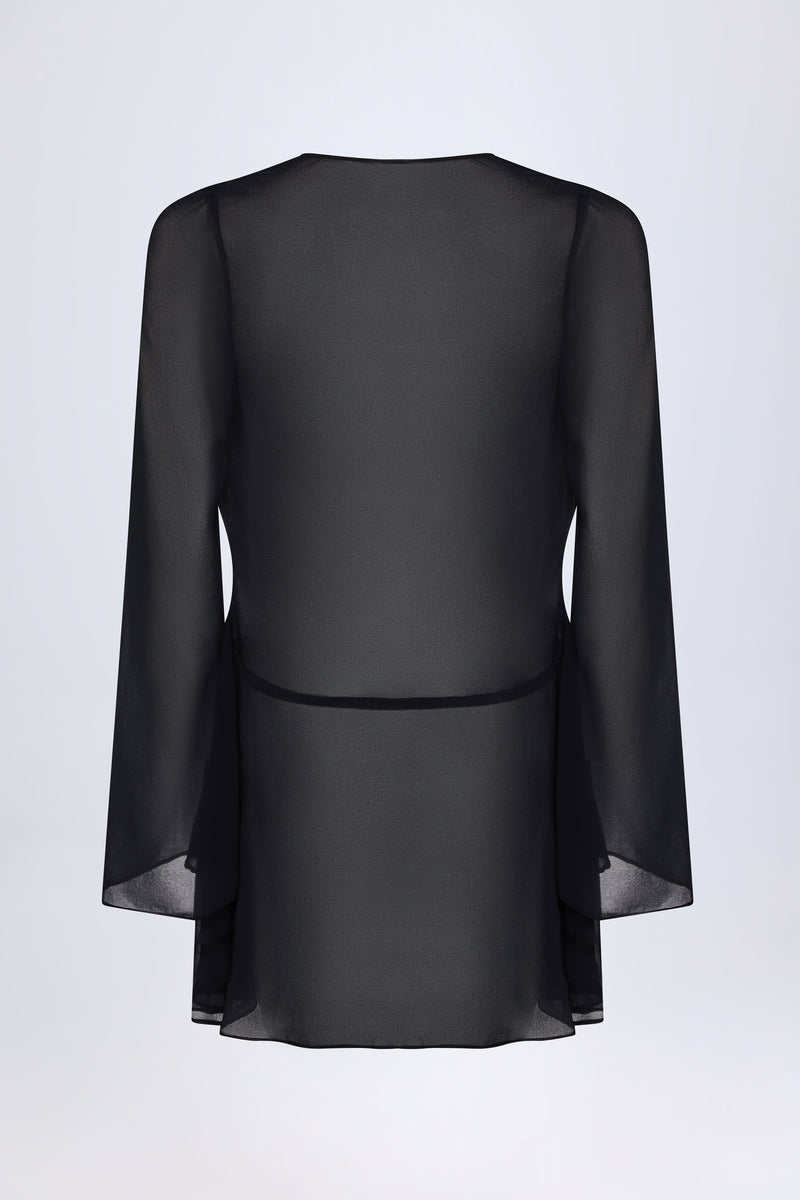 Cowl-Neck Mini Dress in Black
