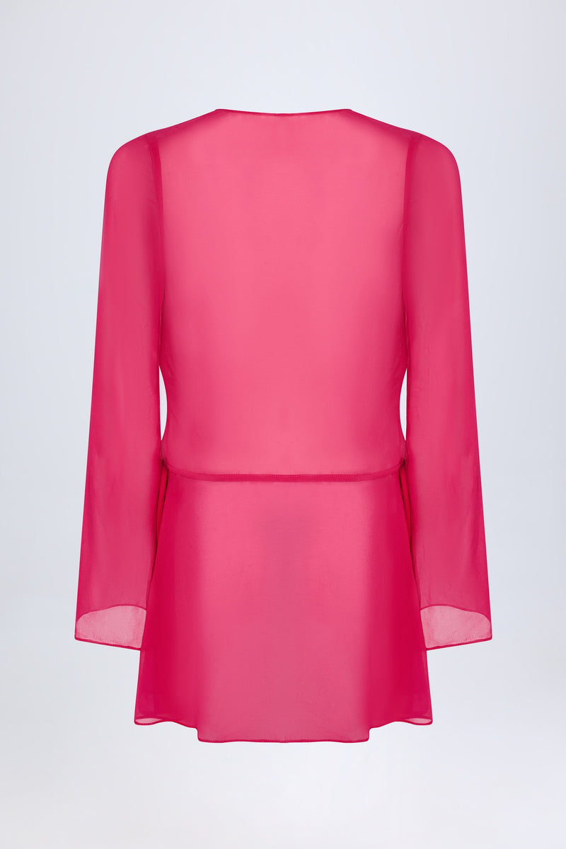 Cowl-Neck Mini Dress in Fuchsia