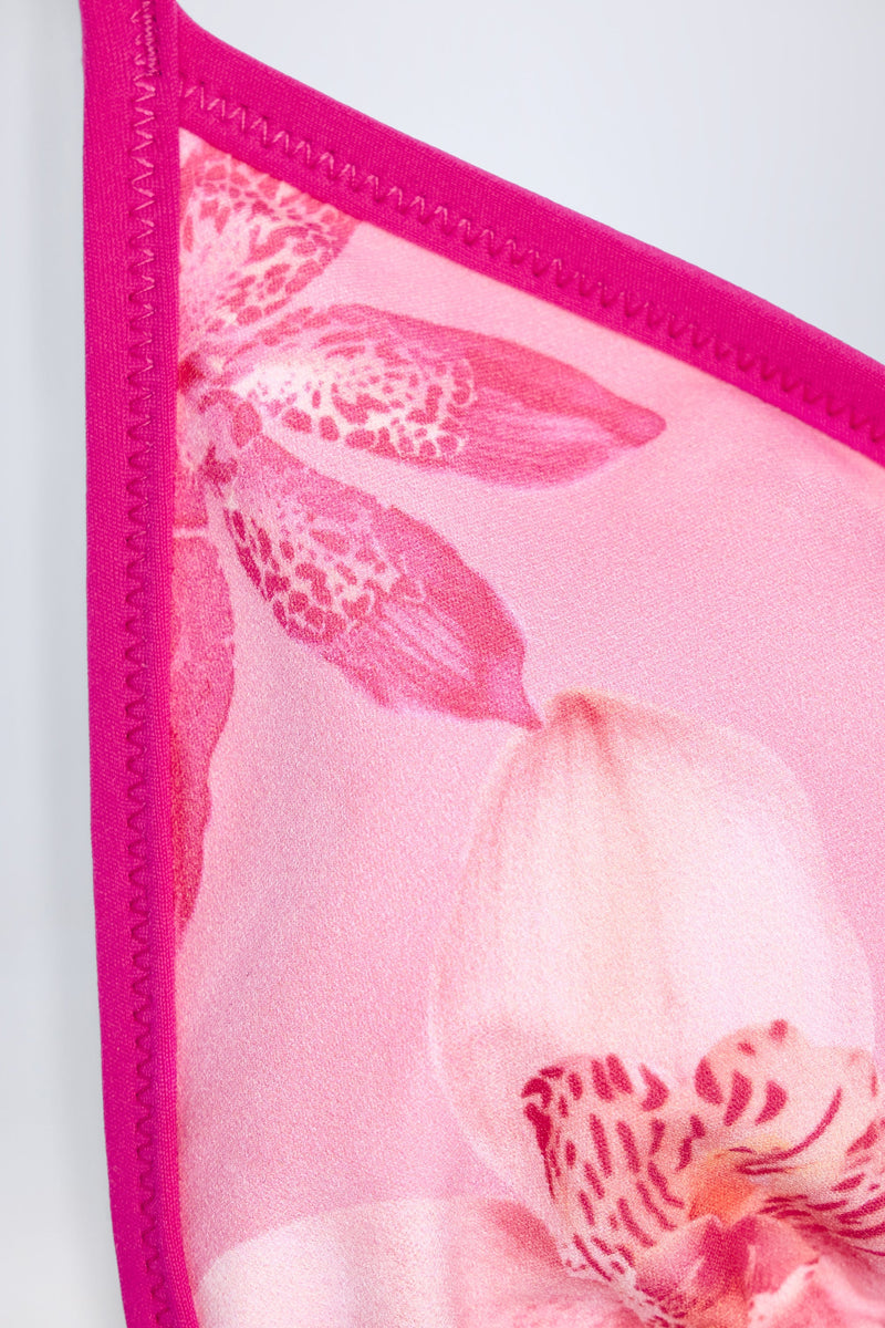 Triangle Bikini Top in Pink Orchid Print