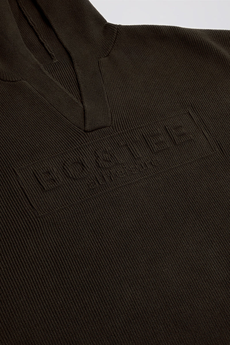 Ribbed-Knit Oversized Hoodie in Pecan