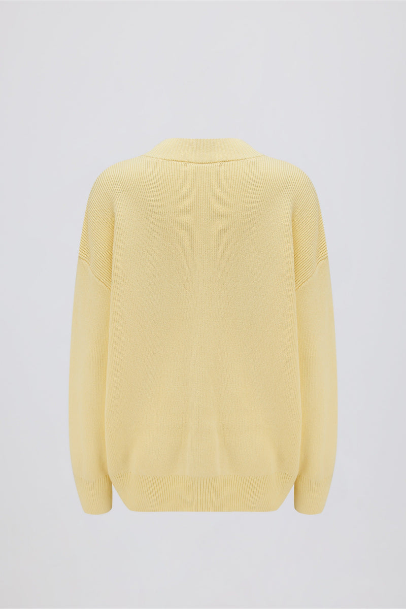 Ribbed-Knit Oversized Jumper in Lemon