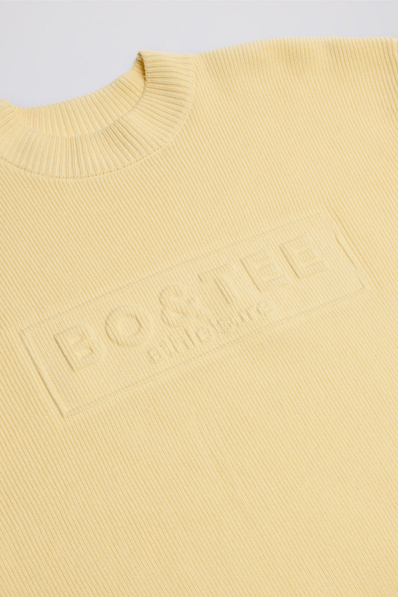 Ribbed-Knit Oversized Jumper in Lemon