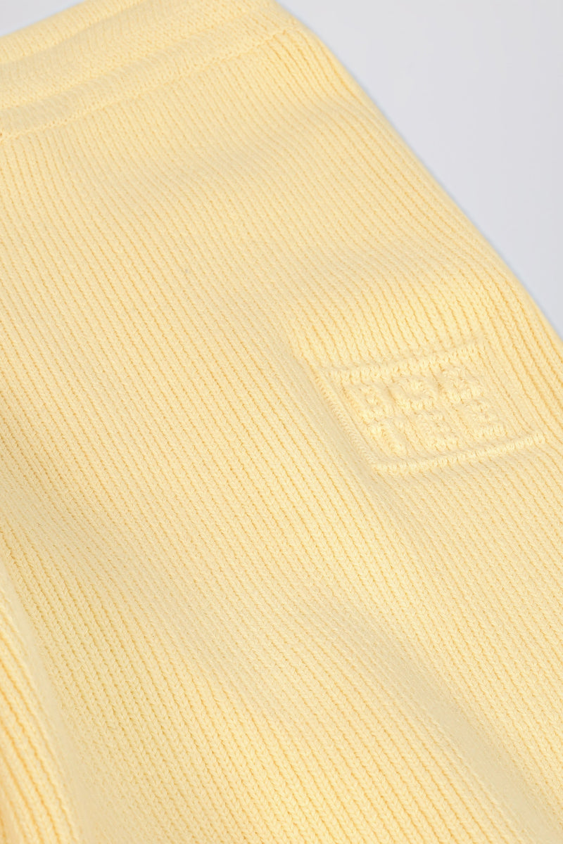 Ribbed-Knit Wide-Leg Joggers in Lemon