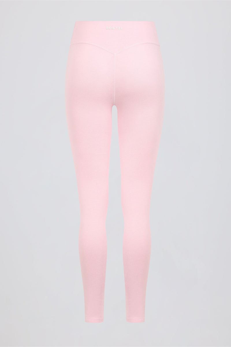 Ruched Mid-Rise Leggings in Pale Pink Marl
