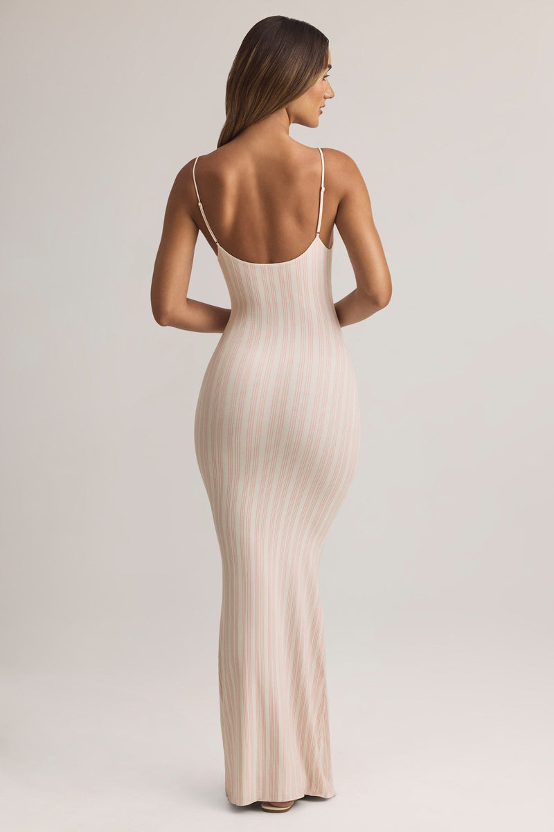 Modal Scoop-Neck Maxi Dress in Stripe Print