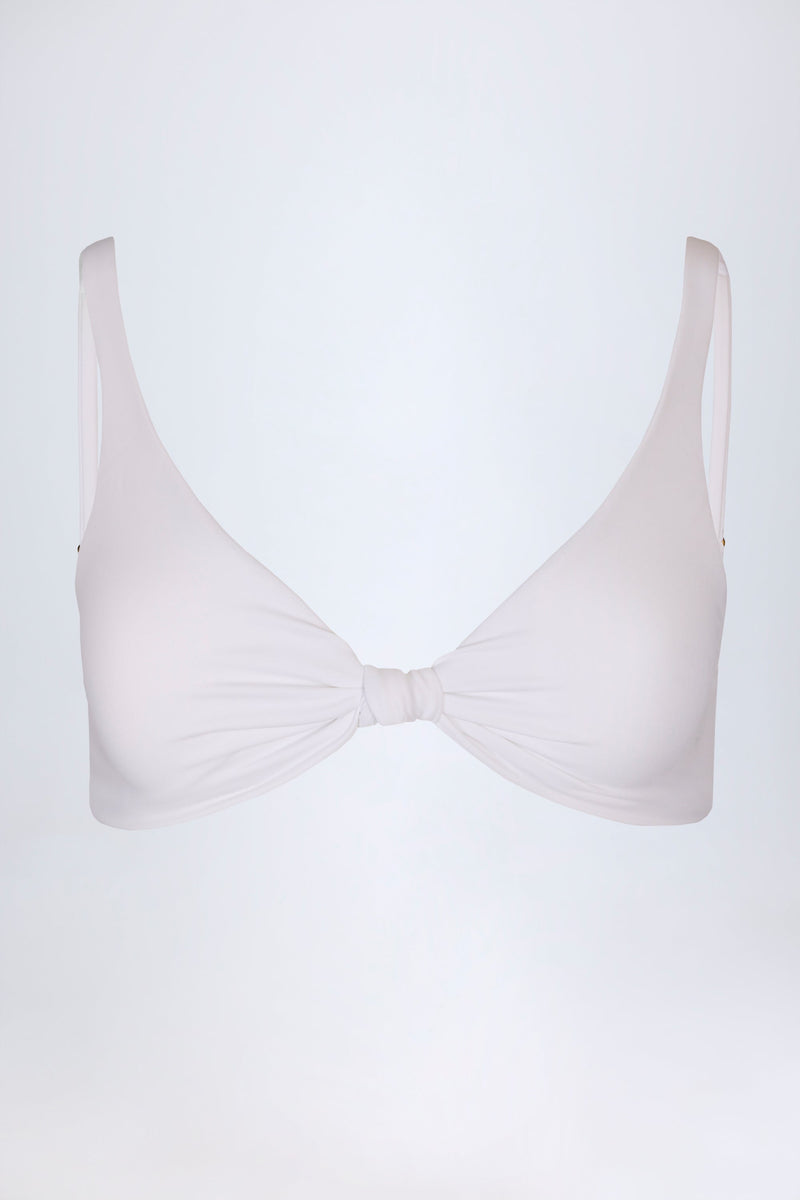 Knot-Detail Bikini Top in White