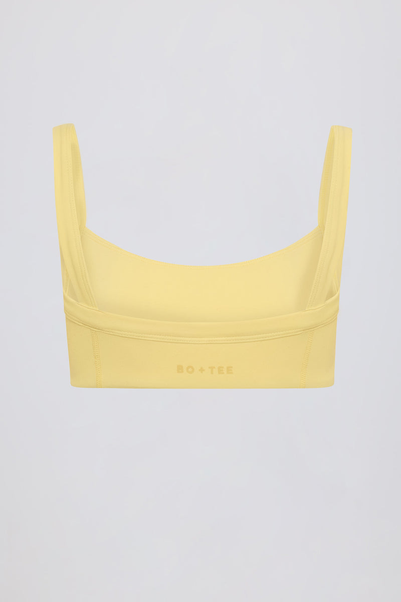 Soft Active Contrast-Trim Sports Bra in Lemon