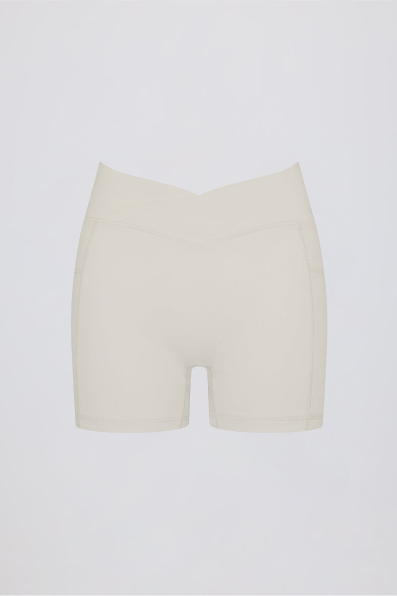 Soft Active Crossover Pocket Shorts in Cream