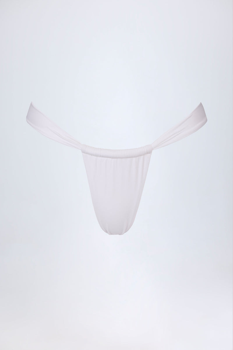 Ruched Thong Bikini Bottoms in White