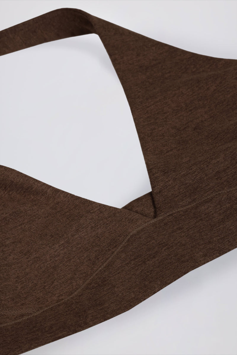 V-Neck Sports Bra in Pecan Marl